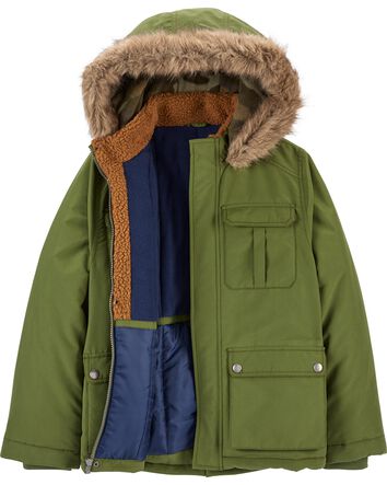 OshKosh Toddler Boys 4PC Ski Snowsuit Jacket Bib Hat Neck Warmer 12M 18M 24M NWT